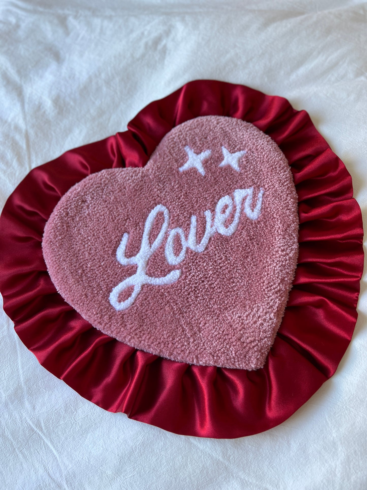 Custom satin heart rug