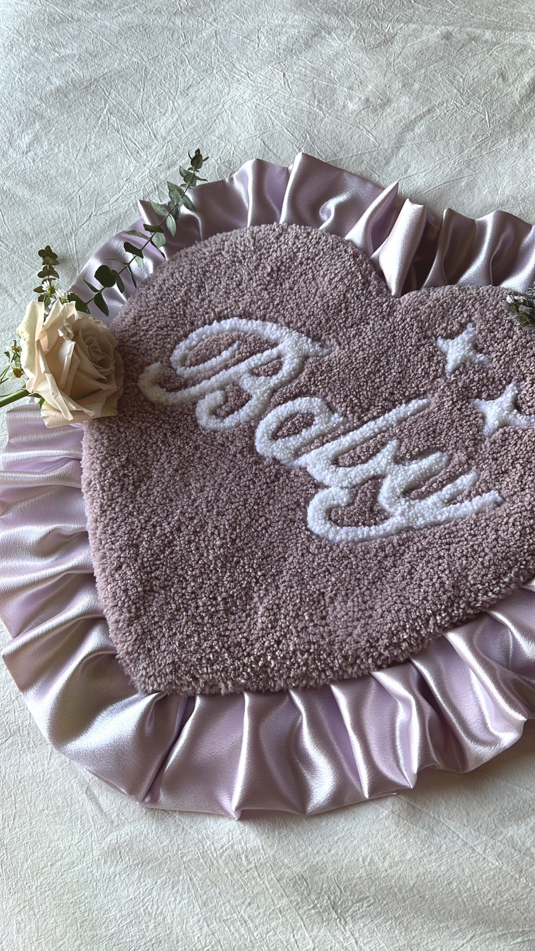 Custom satin heart rug