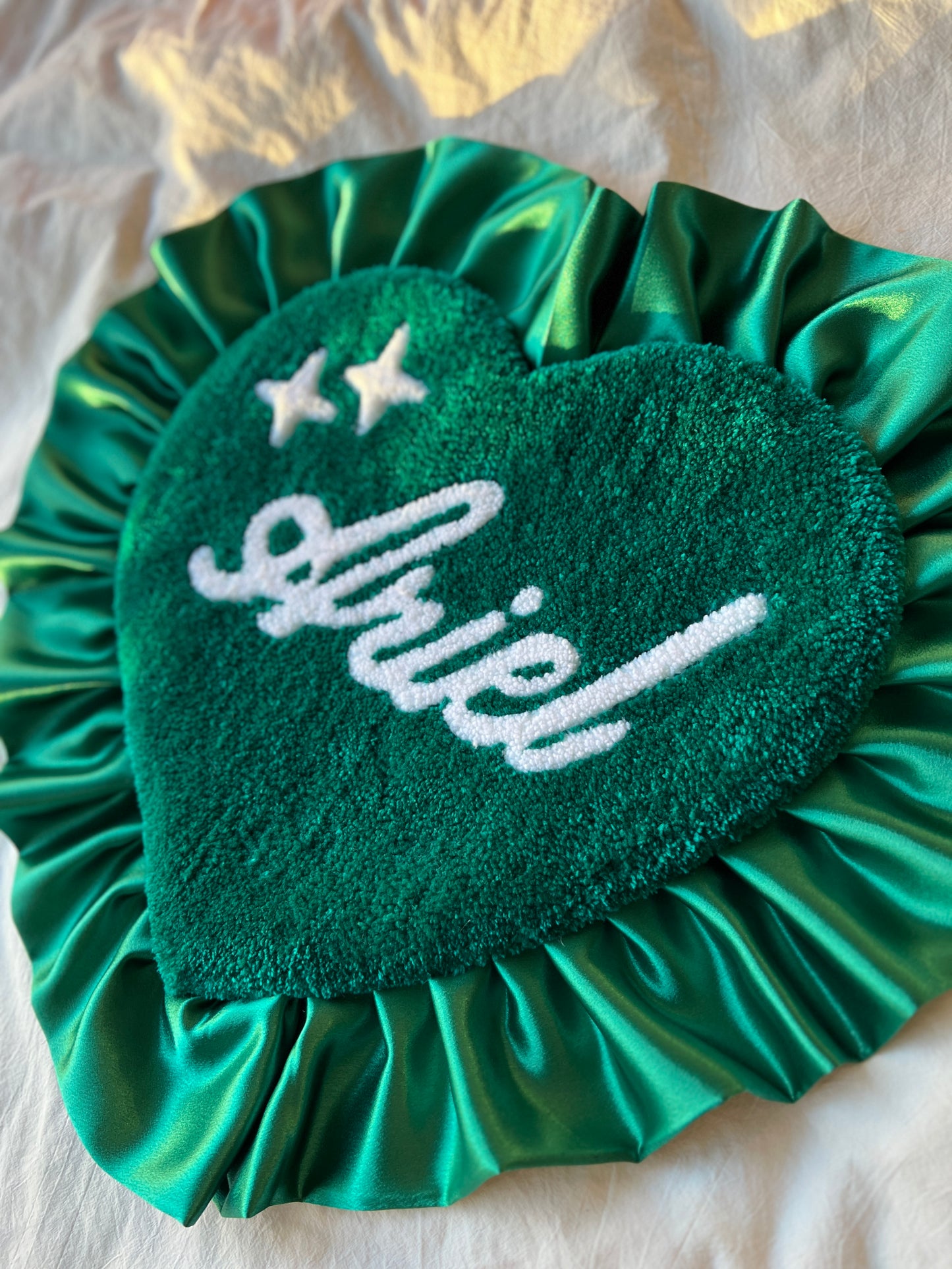 Custom satin heart rug