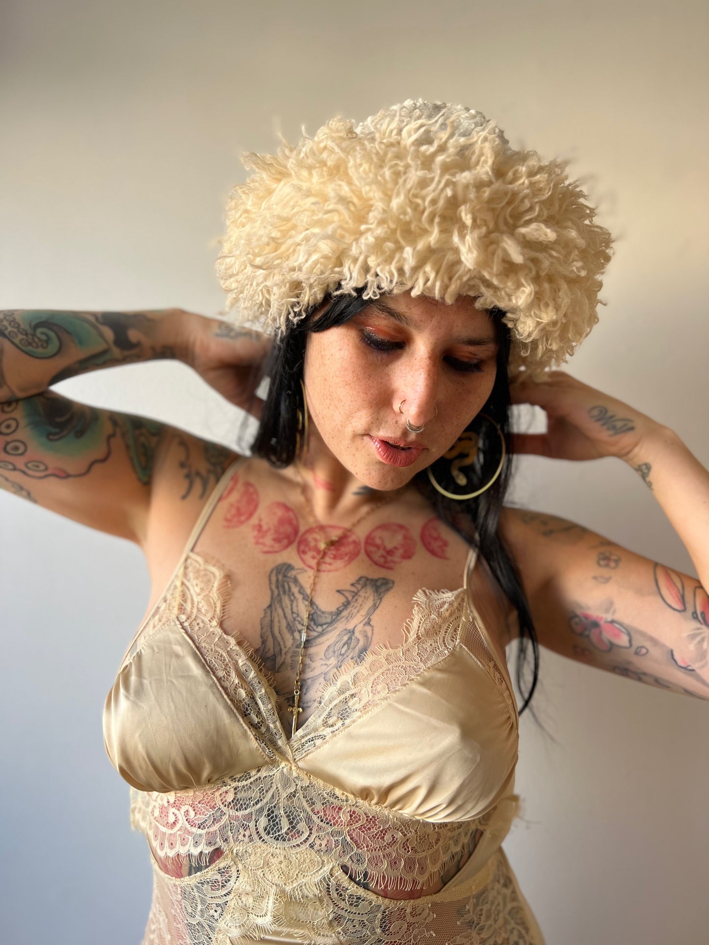 Faux Mongolian fur hat