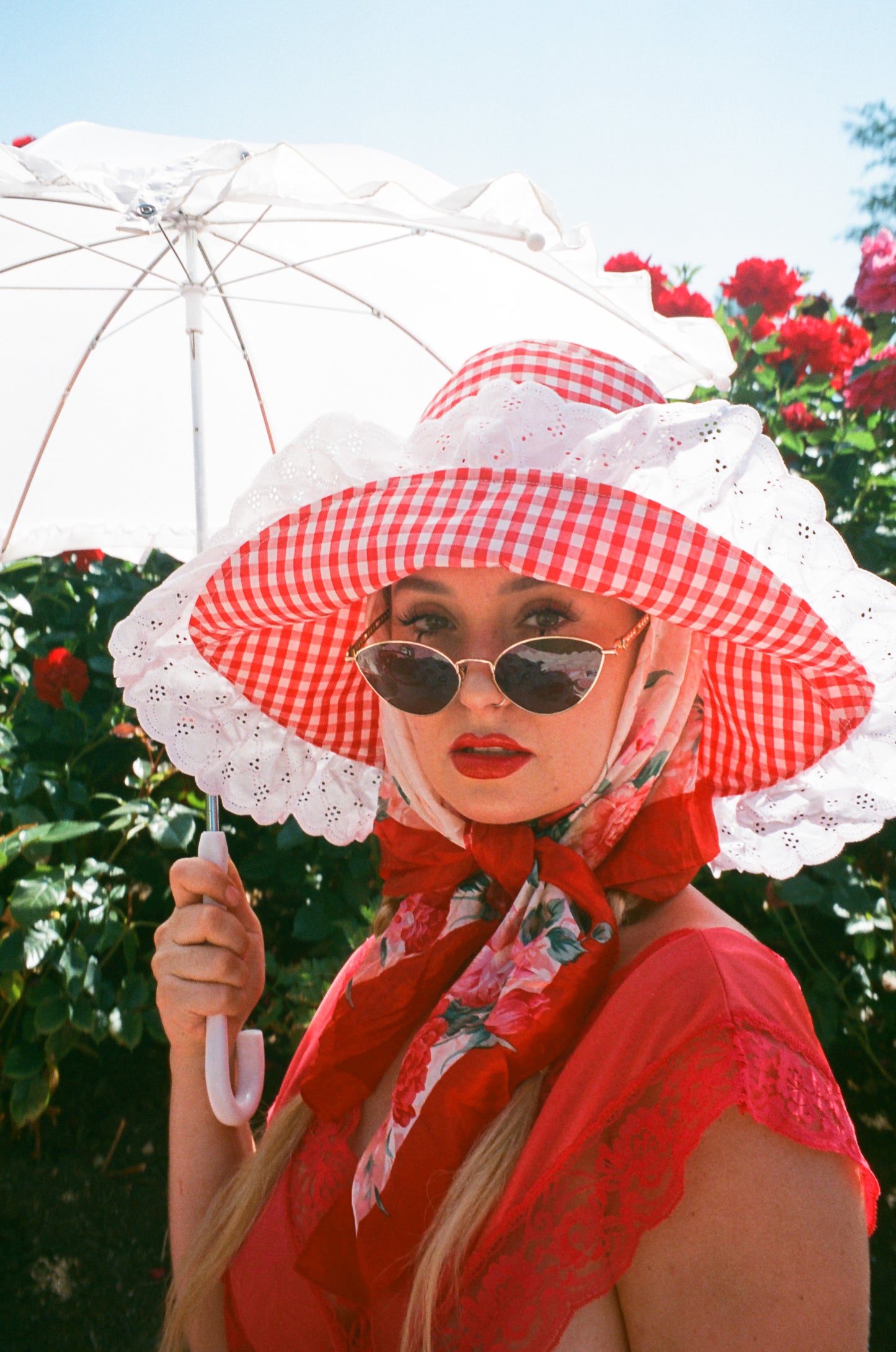 Red gingham sun hat