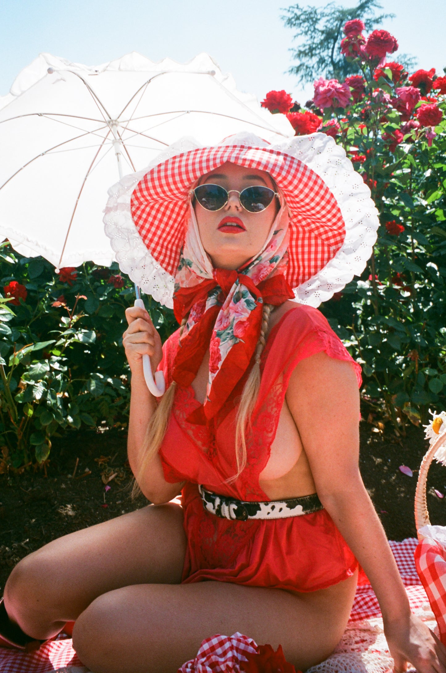 Red gingham sun hat