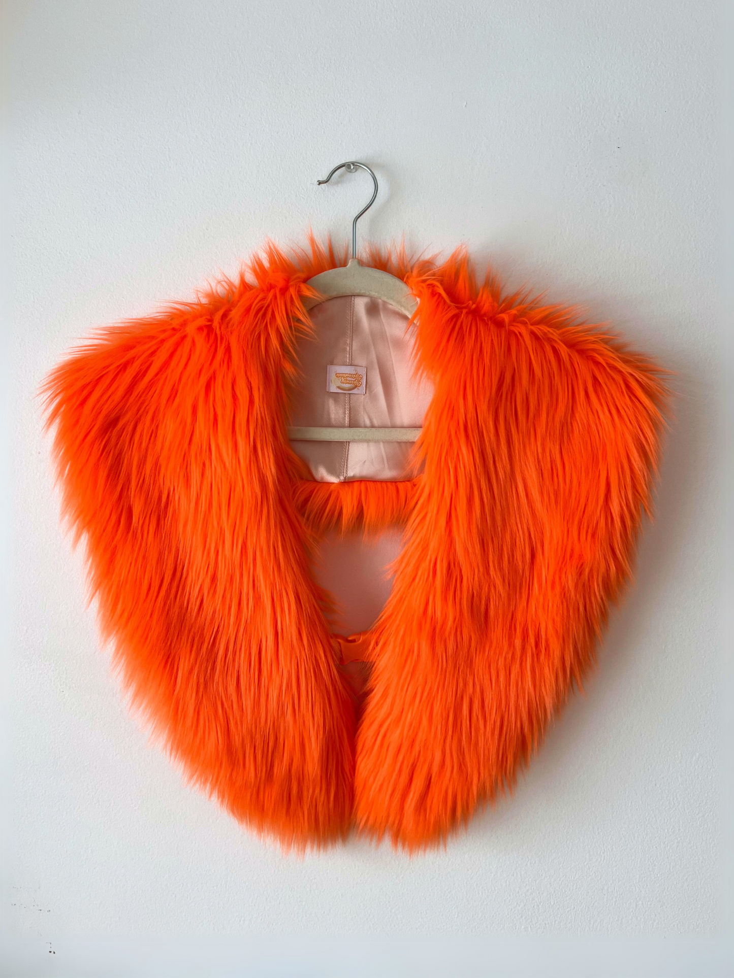 Neon orange faux-fur collar